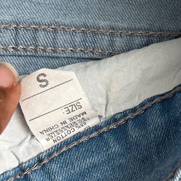 Blue High Waist Denim Distressed Flare Leg Jeans Sz S - Picture 2 of 4